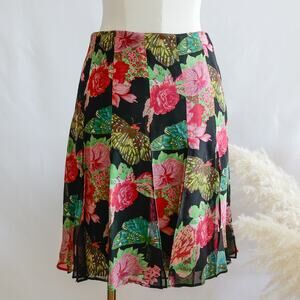 Karen Kane Silk Floral Y2k Skirt size 2 XS